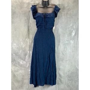 INC International Concepts Women's Indigo Sea Metallic Flutter-Sleeve Dress SZ S